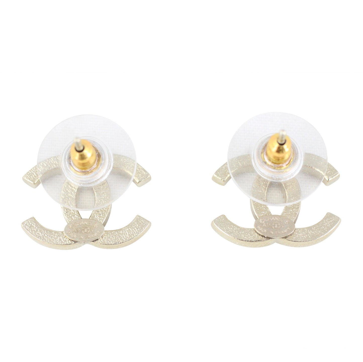 Chanel Crystal CC Stud Earrings | Champagne