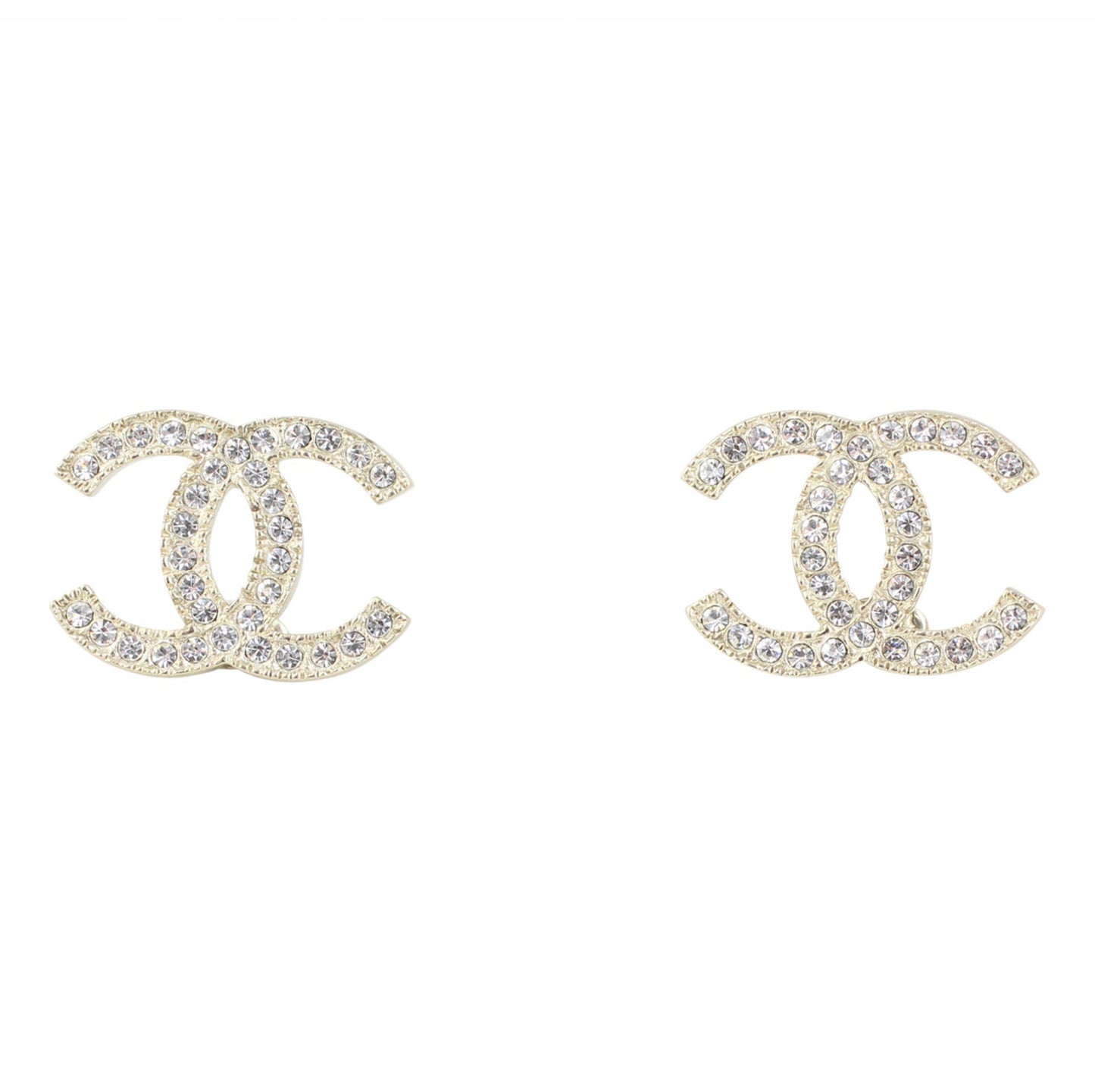 Chanel Crystal CC Stud Earrings | Champagne