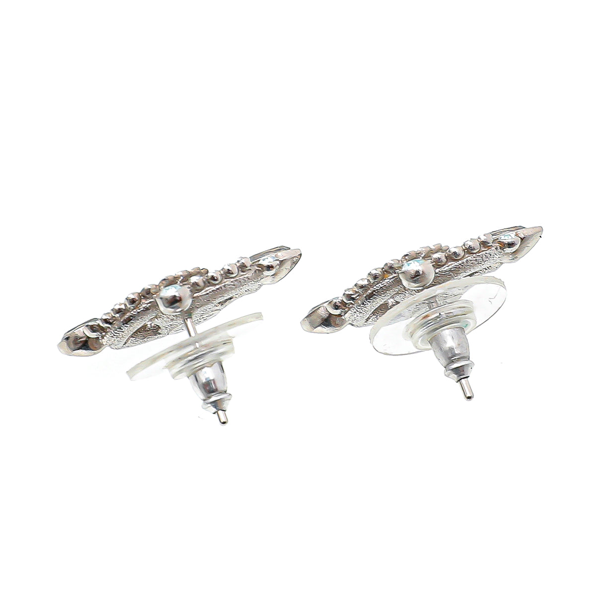 Chanel Silver CC Crystals Earrings