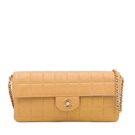Chanel Camel CC East West Chocolate Bar Flap Bag Medium