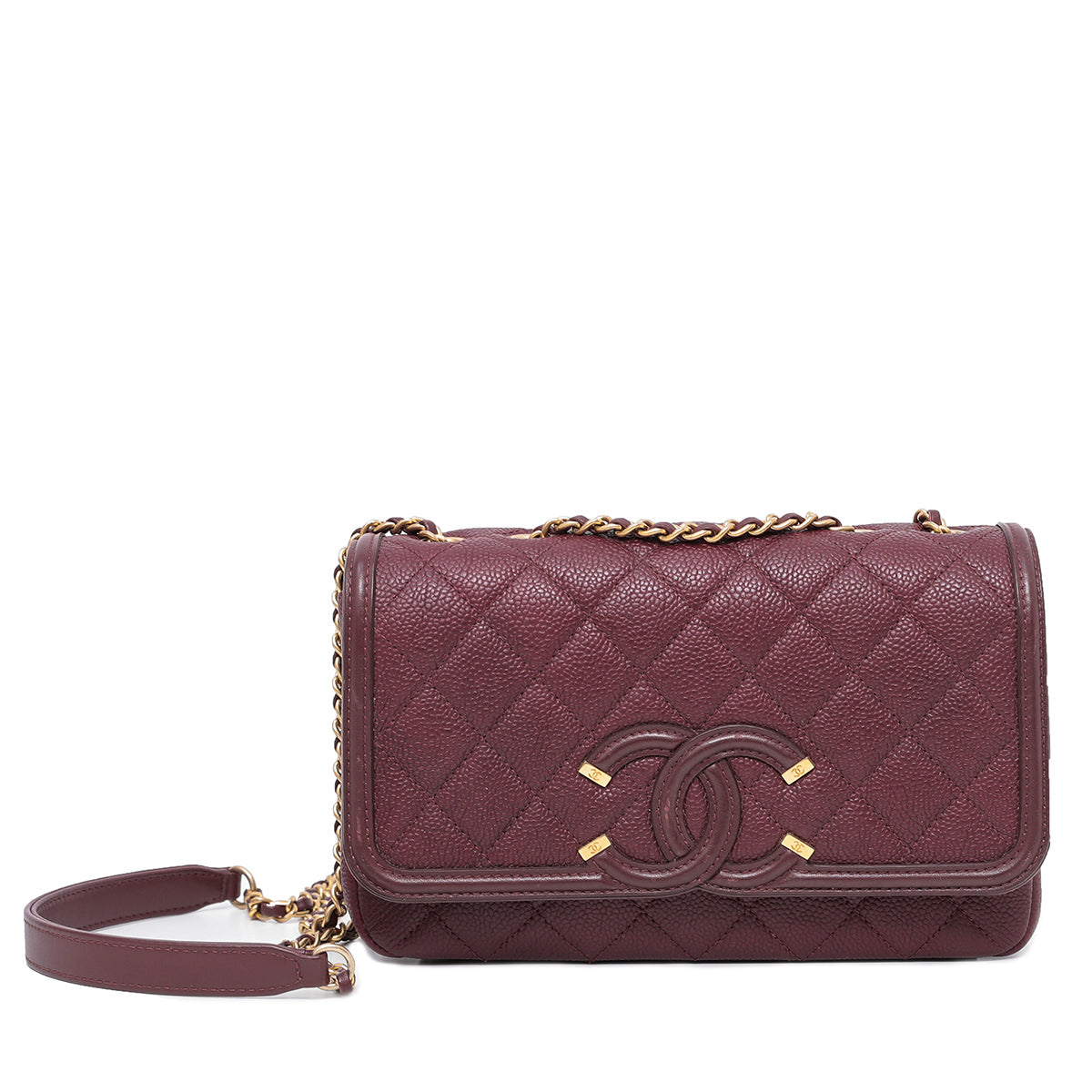 Chanel Burgundy CC Filigree Flap Small