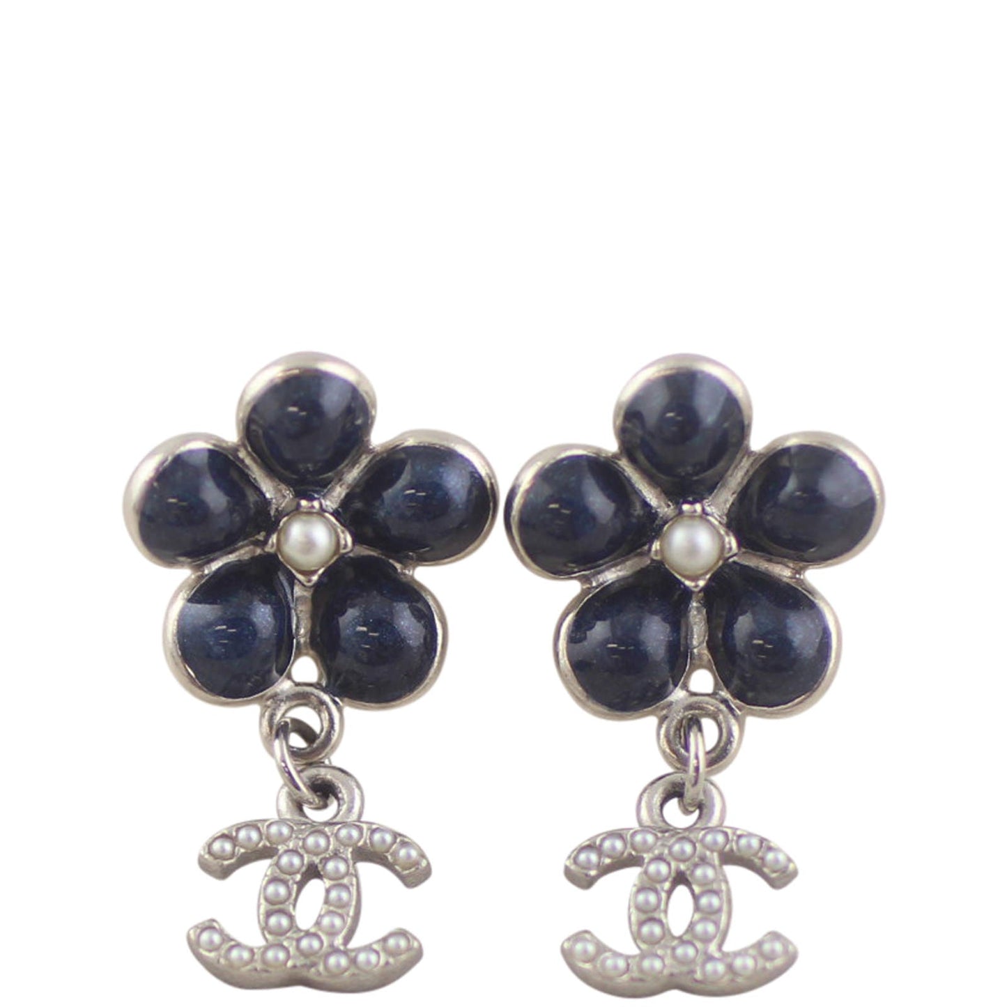 Chanel CC Flower Drop Earrings