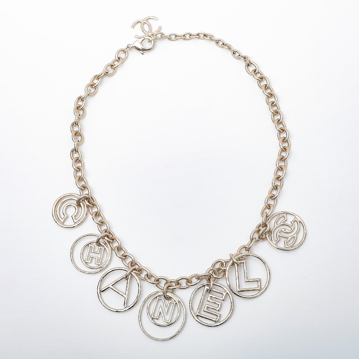 Chanel Light Gold CC Hula Hoop Cuba Necklace