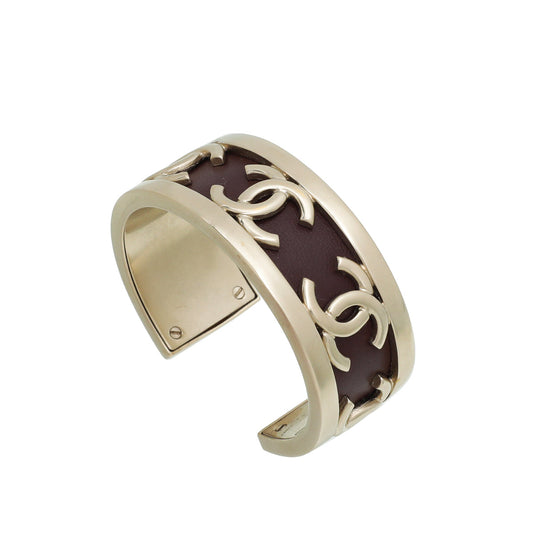 Chanel Burgundy CC Cuff Bracelet