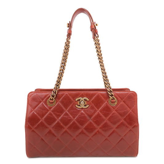 Chanel Brown Glazed CC Lock Tote Bag
