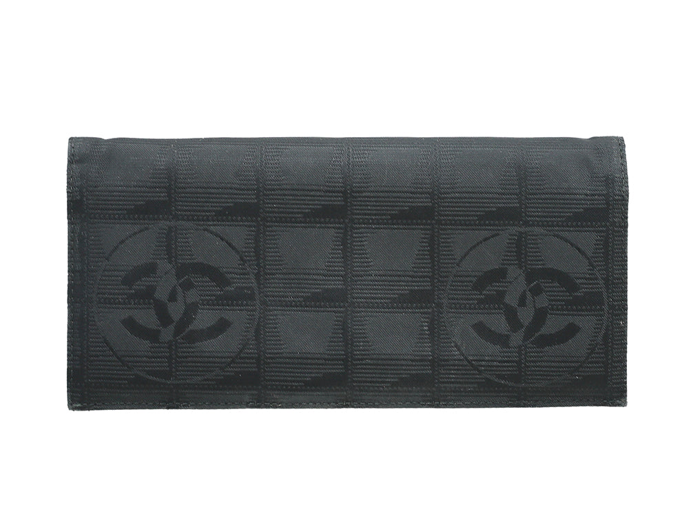 Chanel Black CC Logo Travel Line Flap Wallet