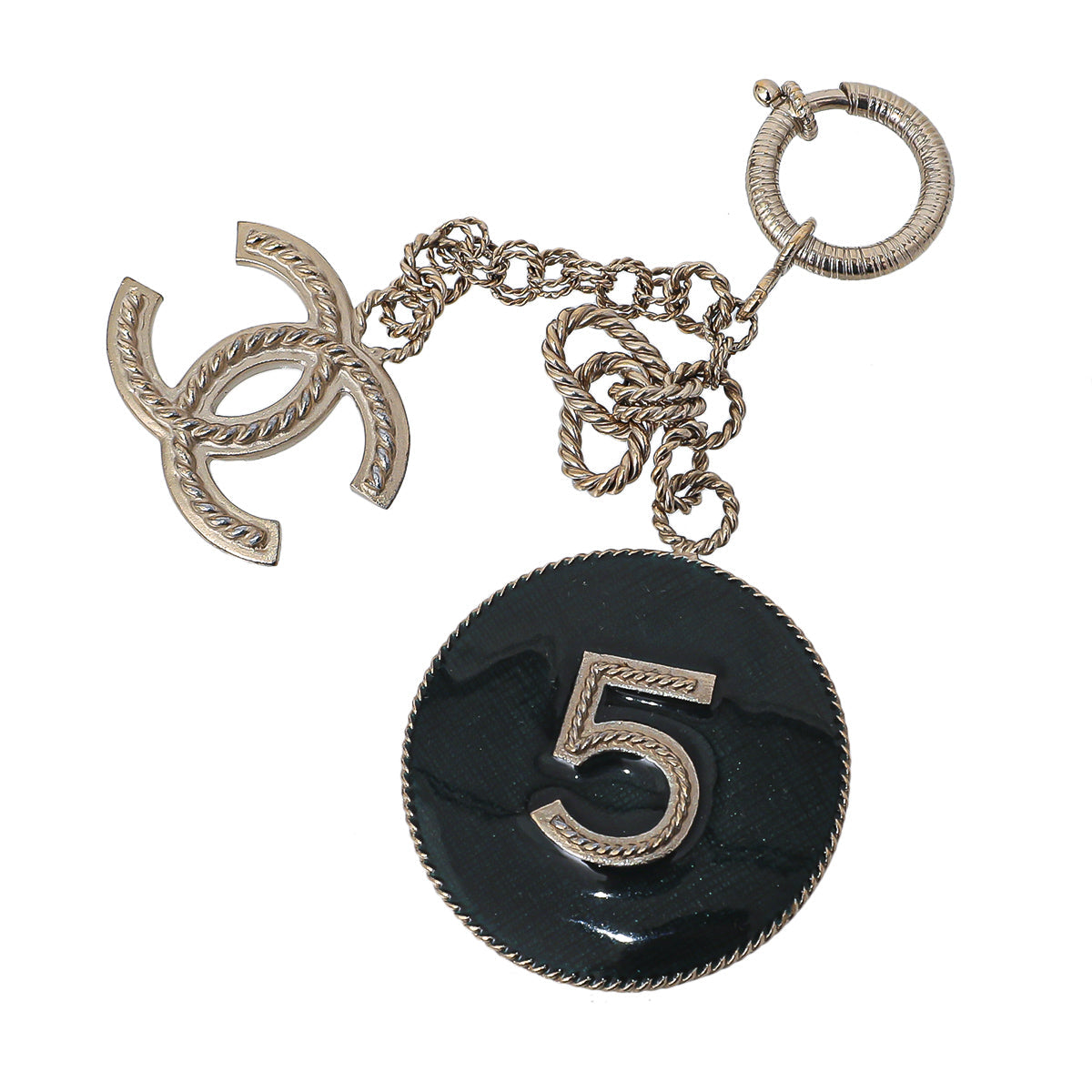Chanel Light Gold Tone CC No.5 Bag Charm