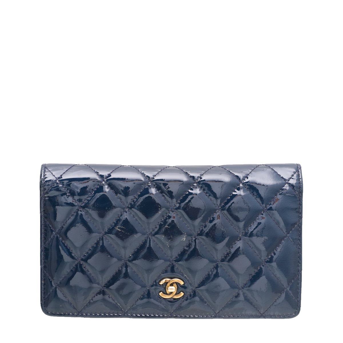 Chanel Navy Blue CC L Yen Wallet
