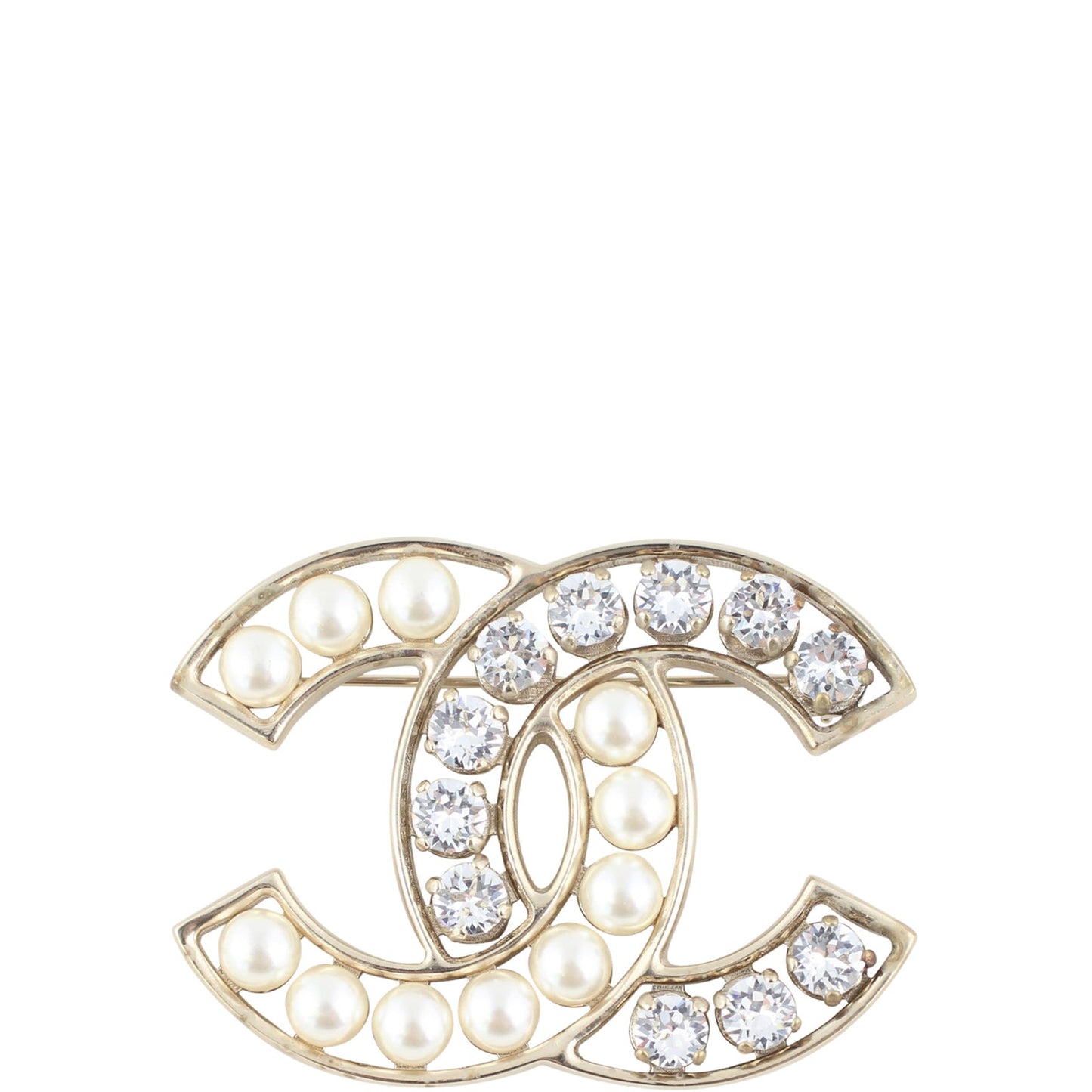 Chanel CC Pearl and Crystal Brooch
