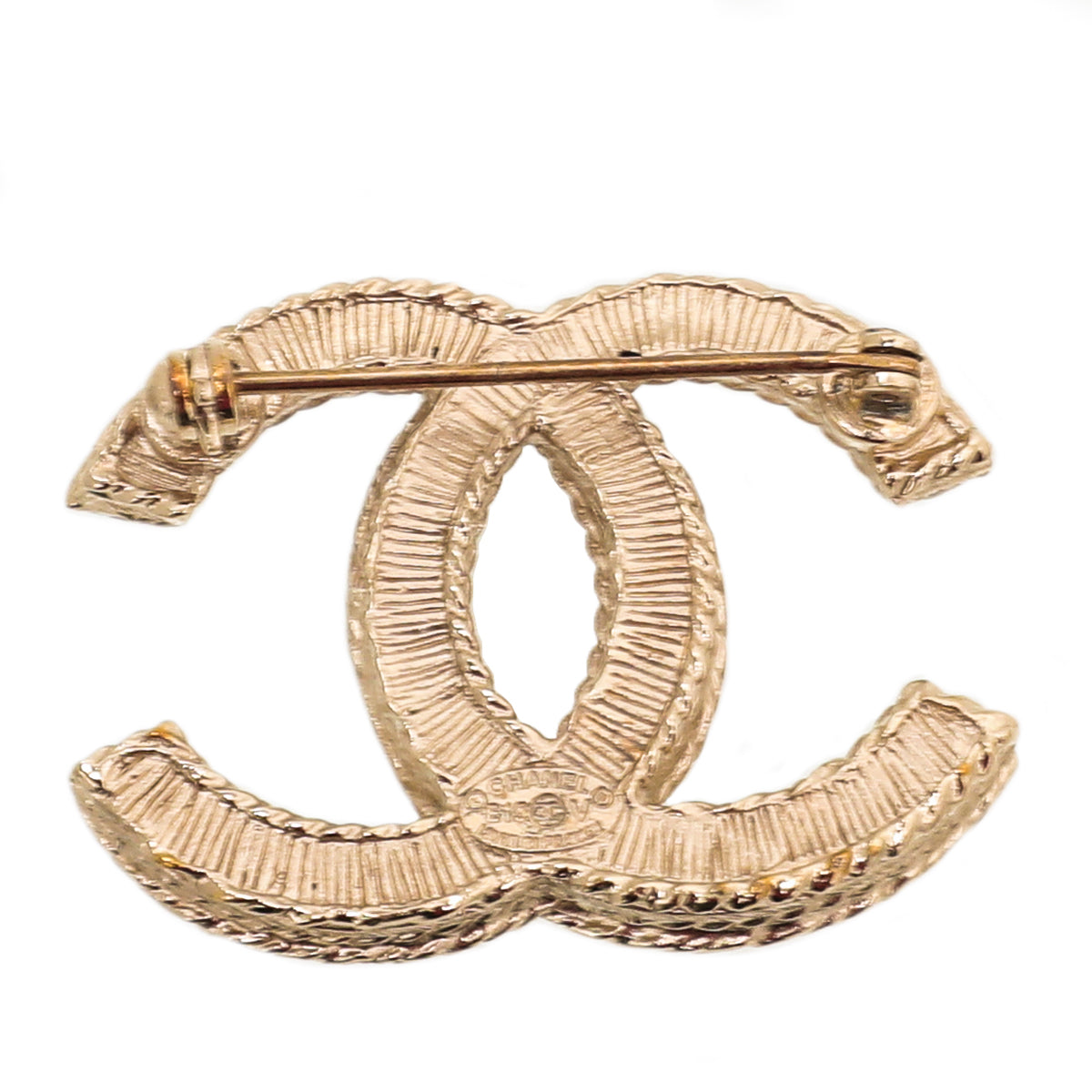 Chanel White CC Pearl Brooch