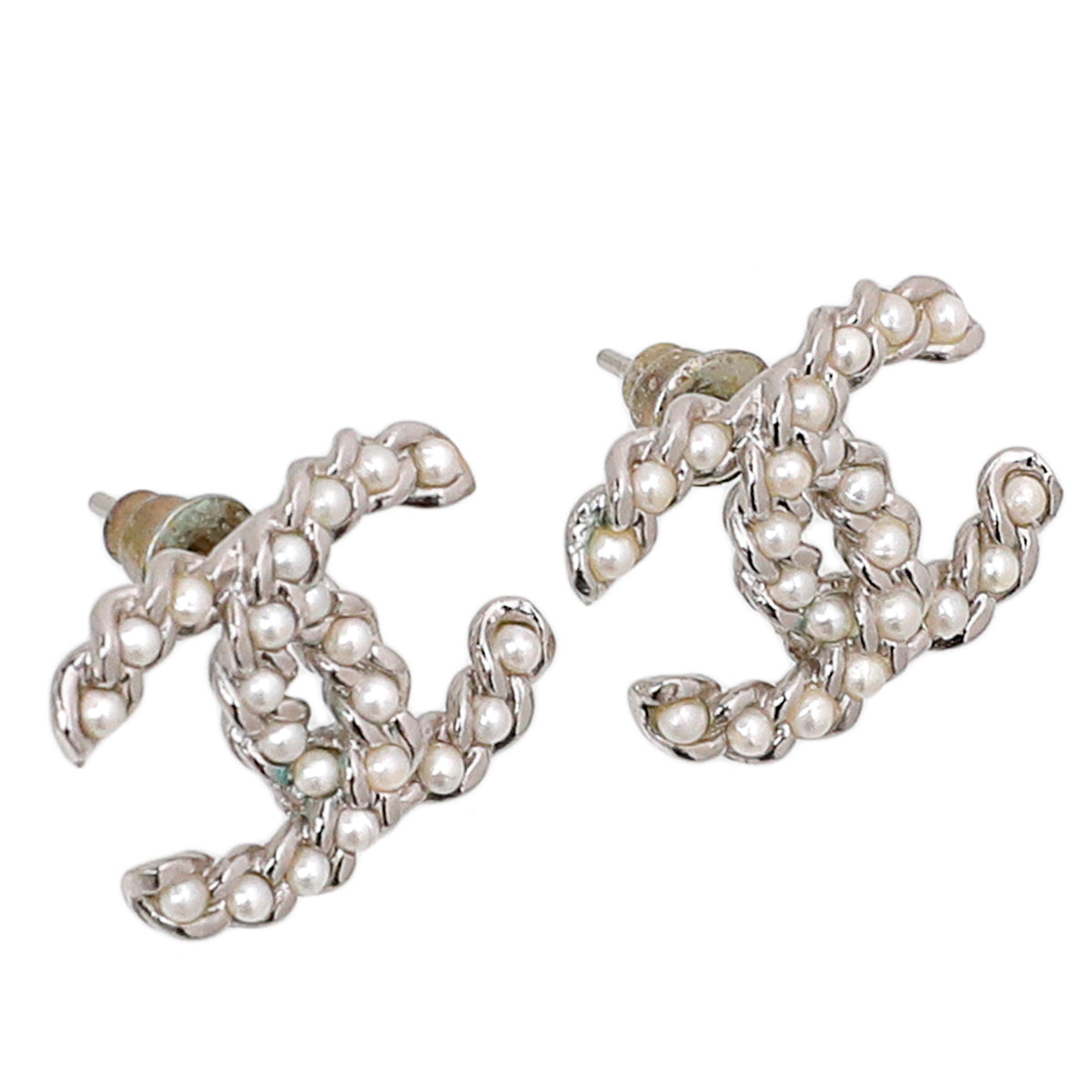 Chanel CC Pearl Earrings