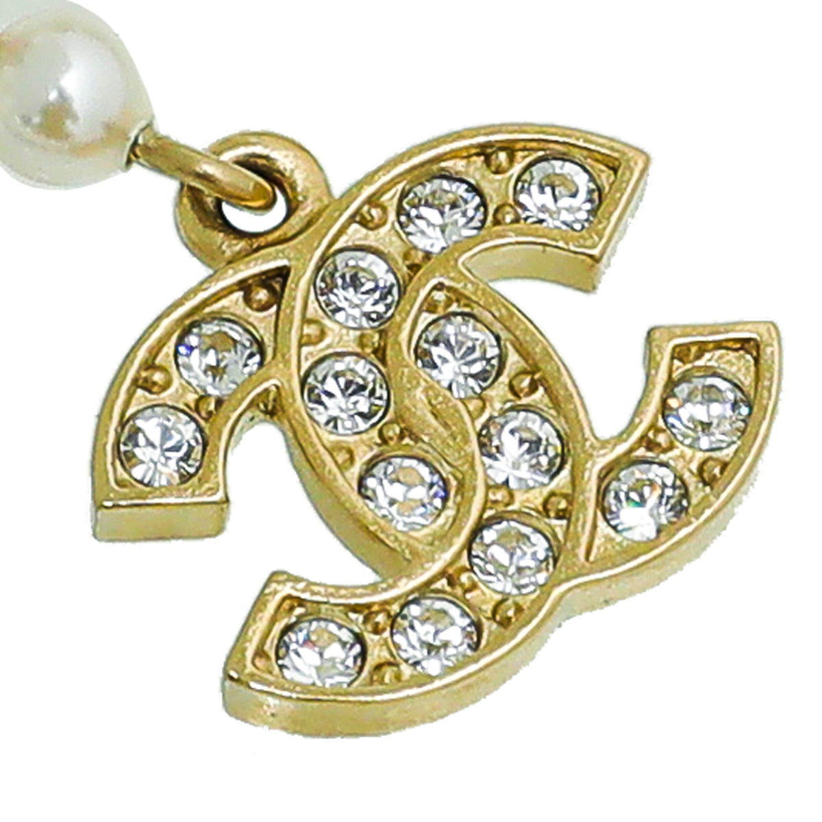 Chanel Gold CC Pearl Round Earrings