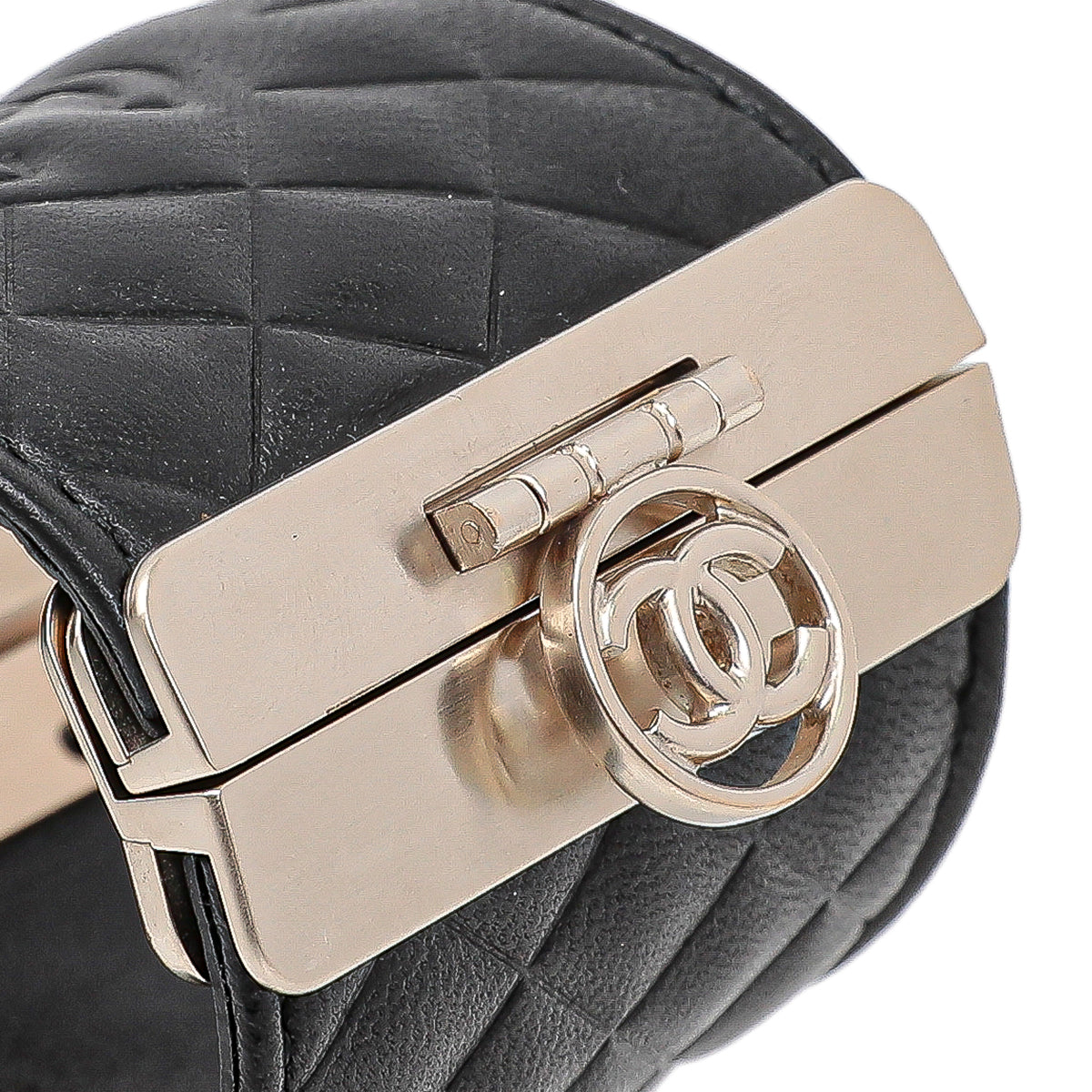 Chanel Black CC Quilted Wide Cuff Bracelet Small