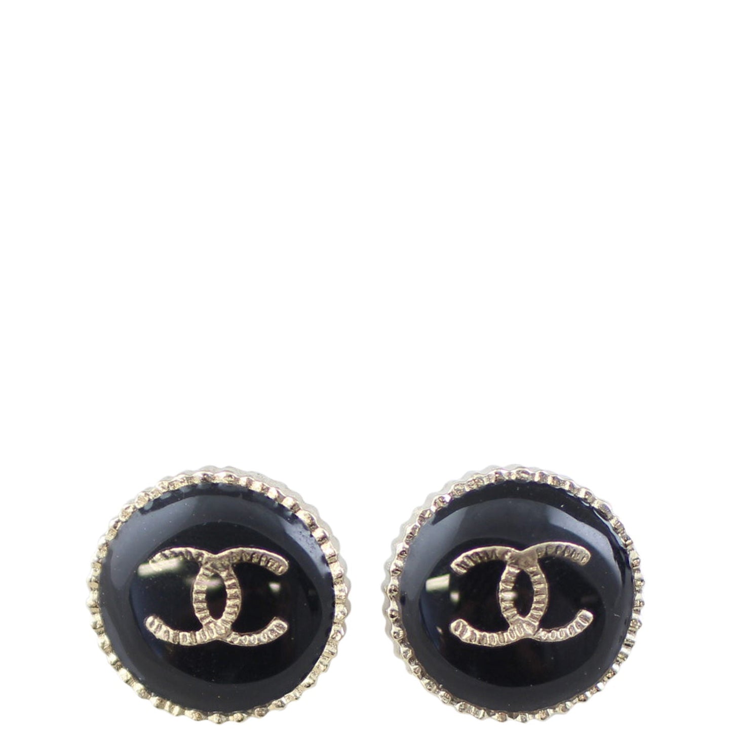 Chanel CC Resin Button Earrings