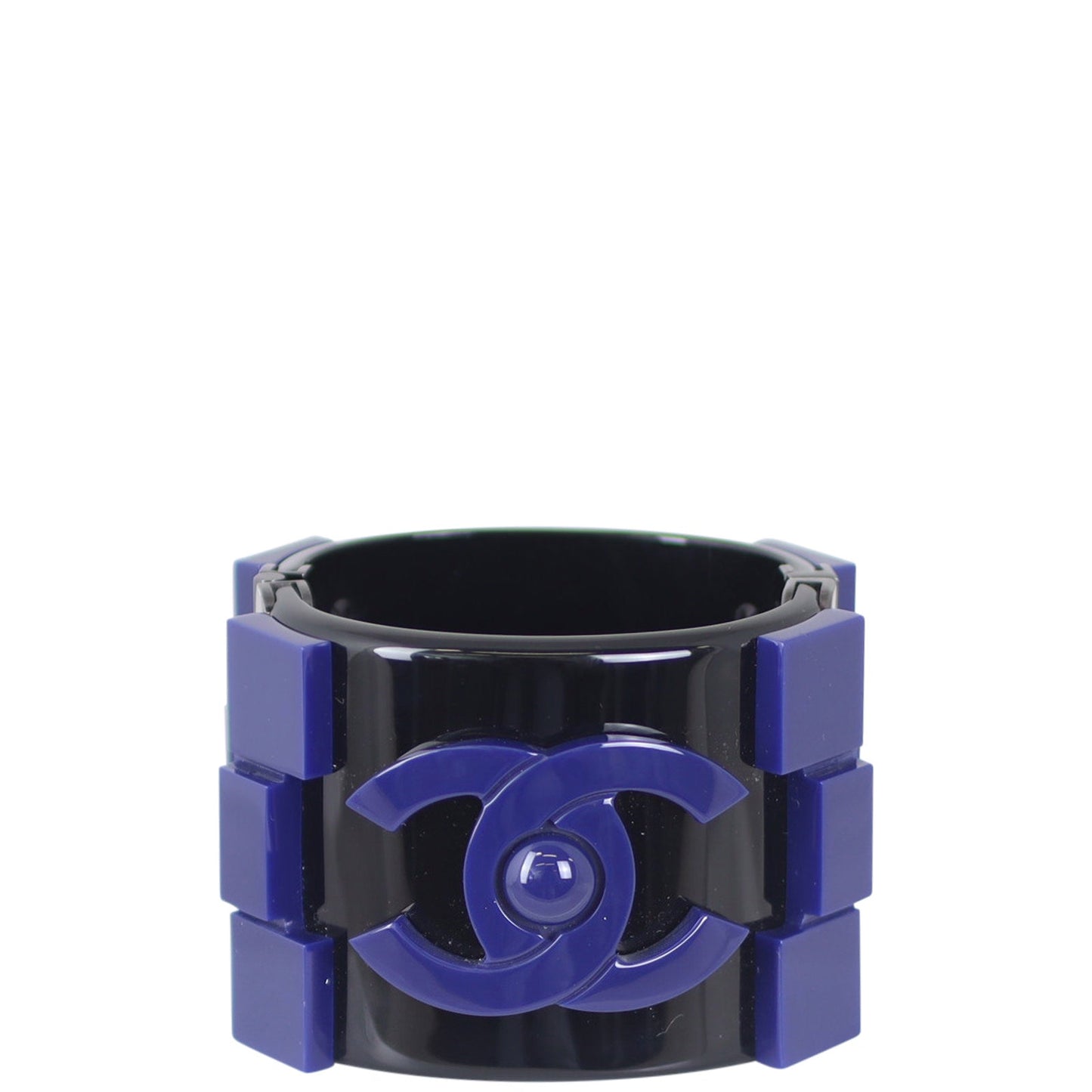 Chanel CC Resin Hinged Cuff | Black Blue