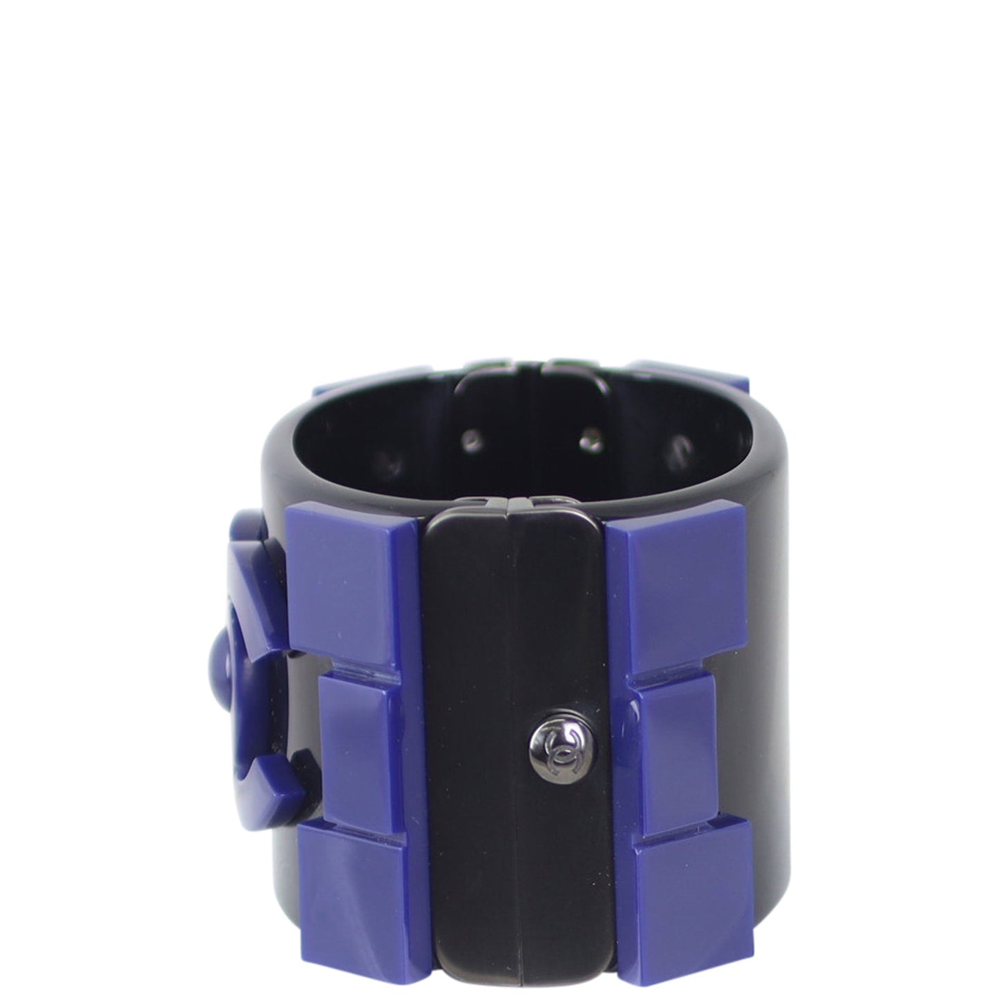 Chanel CC Resin Hinged Cuff | Black Blue