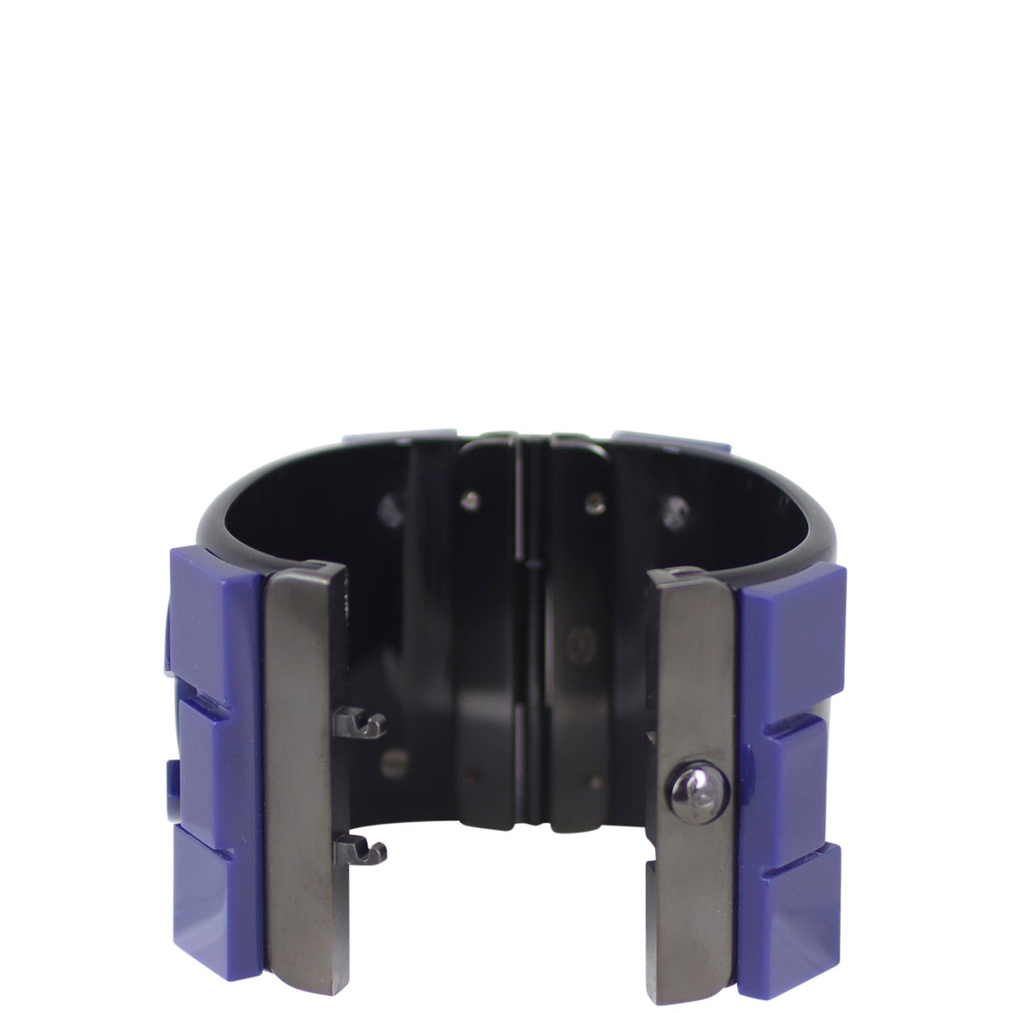 Chanel CC Resin Hinged Cuff | Black Blue