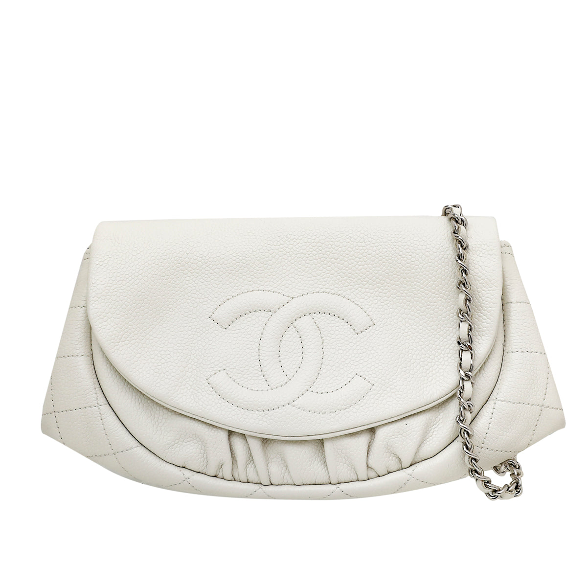Chanel White CC Timeless Half Moon WOC