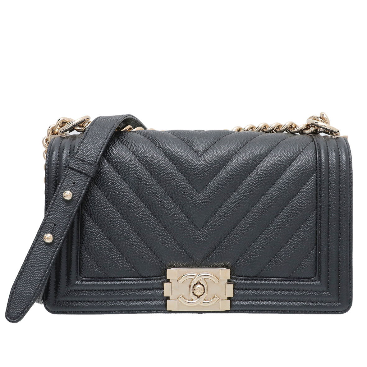 Chanel Black Chevron Le Boy Bag
