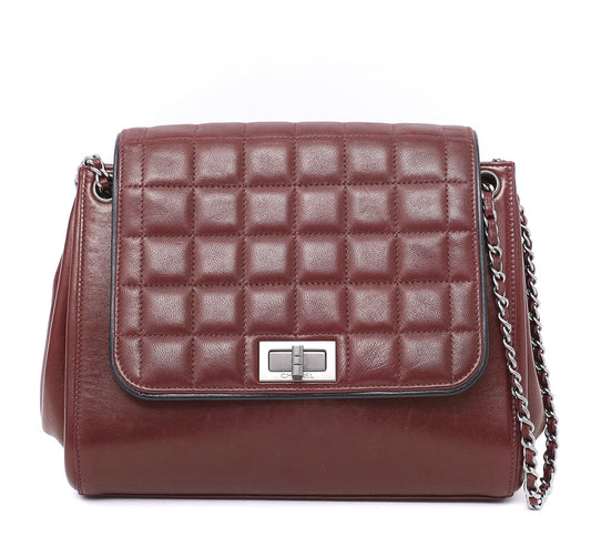 Chanel Dark Red Chocolate Bar Accordion Reissue Bag