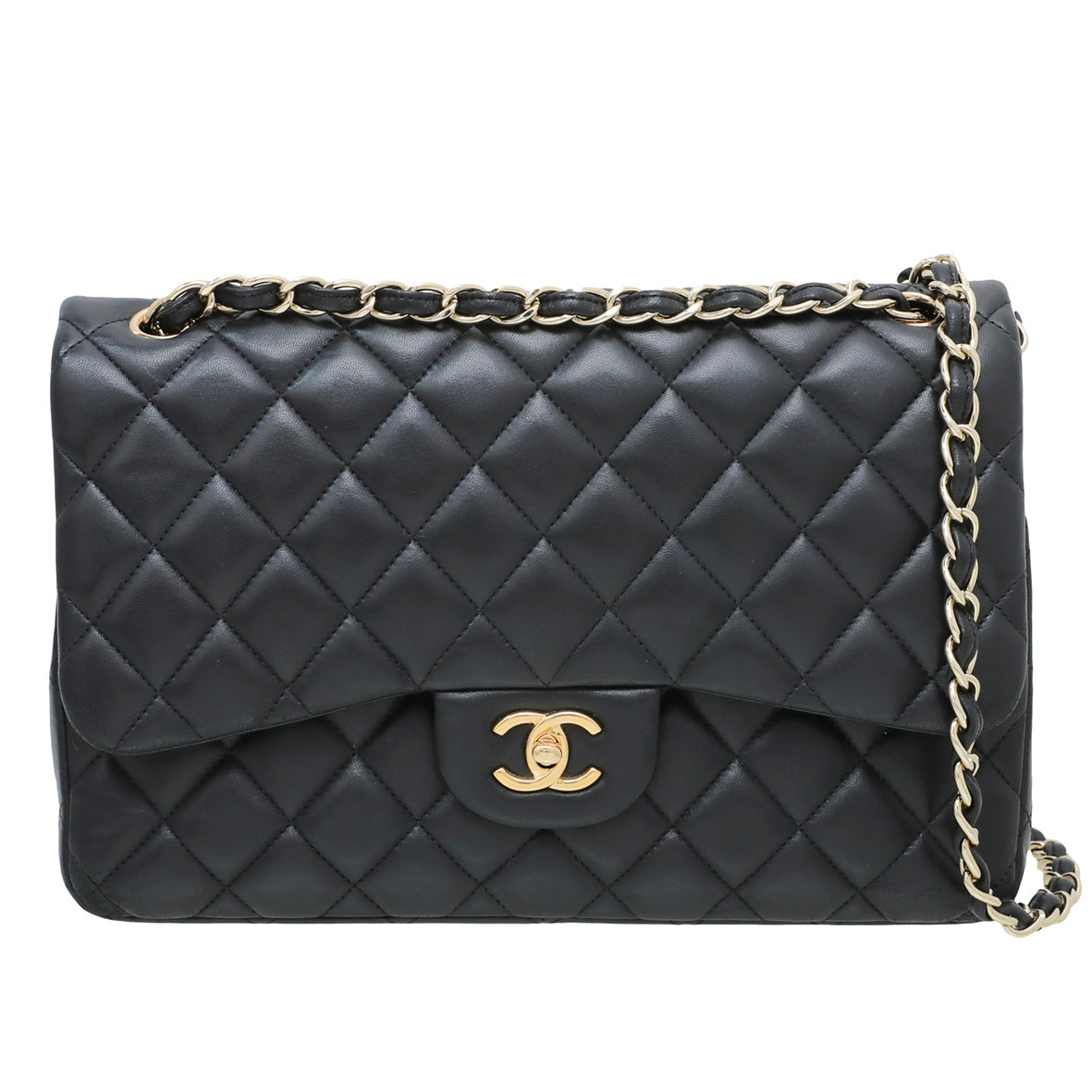 Chanel Black Classic Double Flap Jumbo Bag