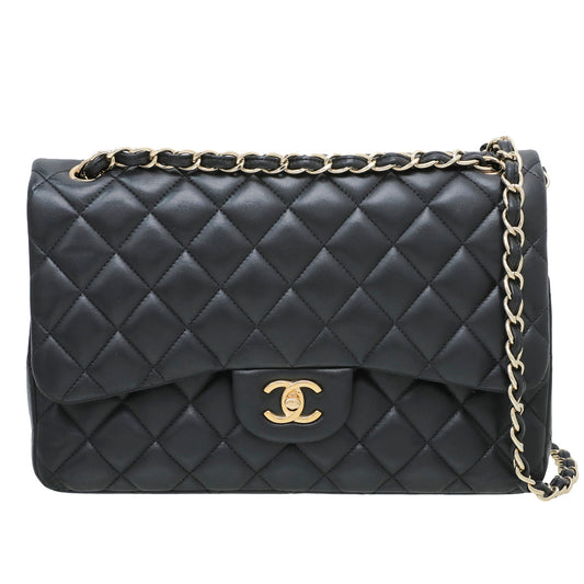 Chanel Black Classic Double Flap Jumbo Bag