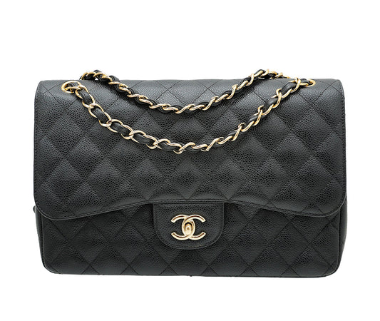 Chanel Black Classic Double Flap Jumbo Bag