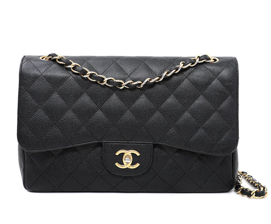 Chanel Black Classic Double Flap Jumbo Bag