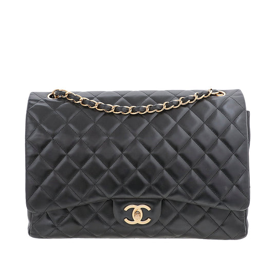 Chanel Black Classic Double Flap Maxi Bag