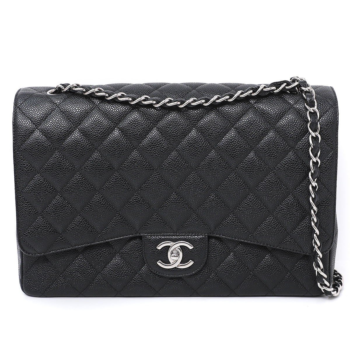 Chanel Black Classic Double Flap Maxi Bag