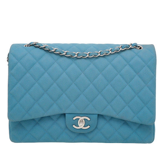 Chanel Light Blue Classic Double Flap Maxi Bag