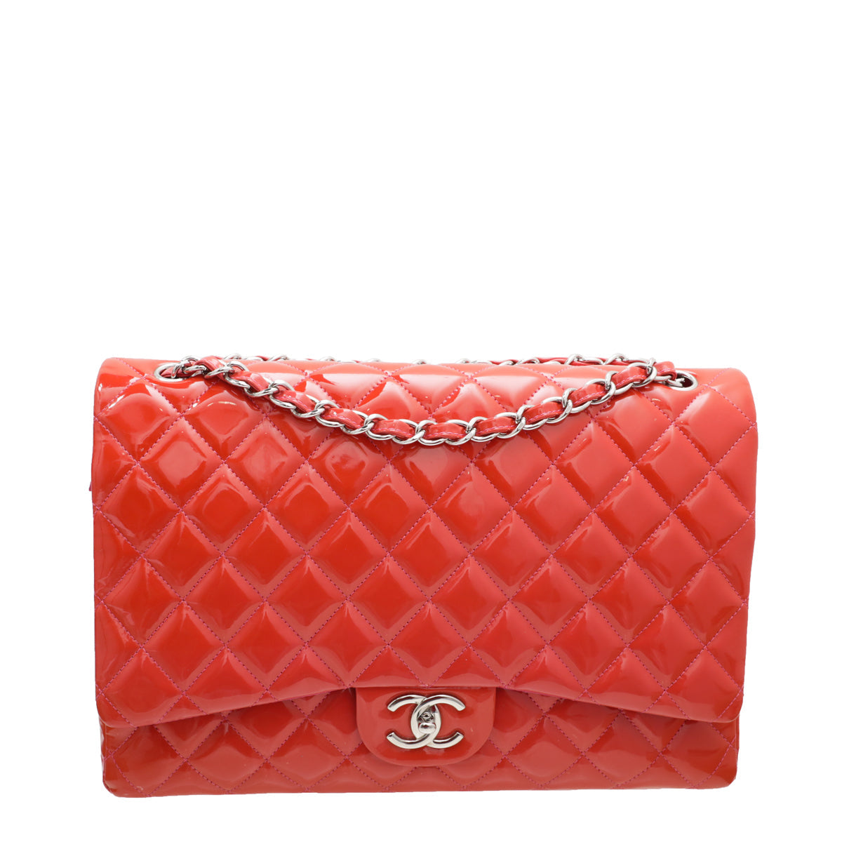 Chanel Orange Classic Double Flap Maxi Bag
