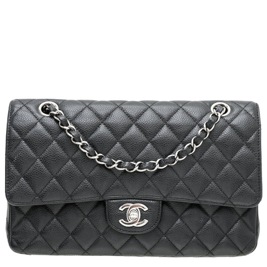 Chanel Black Classic Double Flap Medium Bag