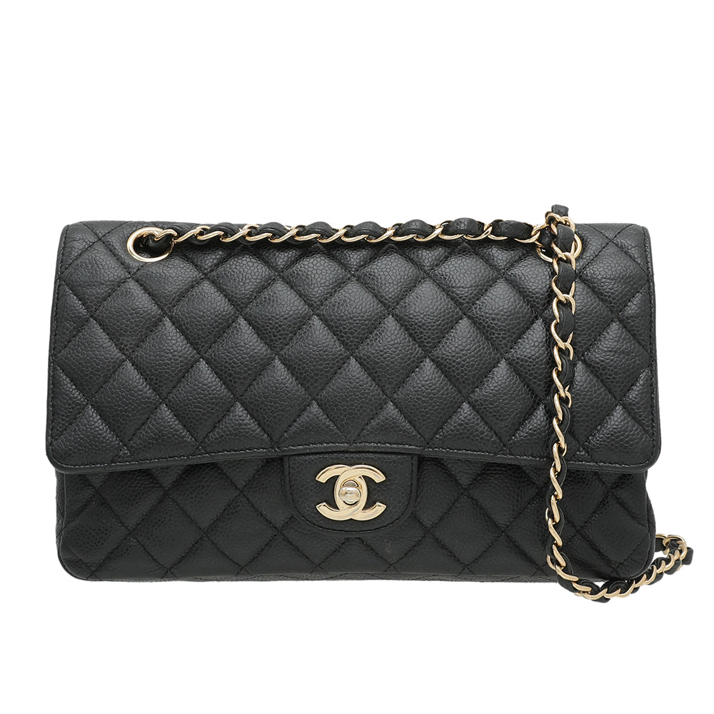 Chanel Black Classic Double Flap Medium Bag