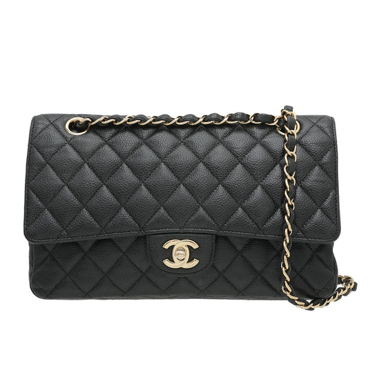 Chanel Black Classic Double Flap Medium Bag