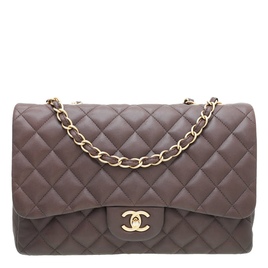Chanel Chocolate Brown Classic Single Flap Jumbo Bag