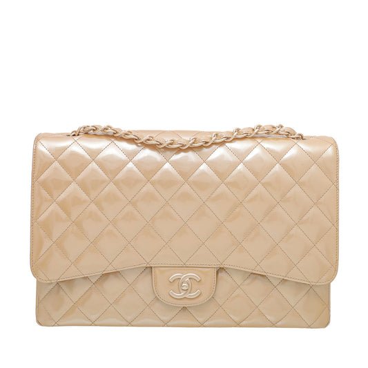 Chanel Golden Beige Classic Single Flap Maxi Bag