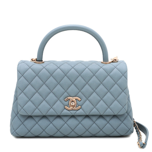 Chanel Light Blue Coco Handle Bag Small