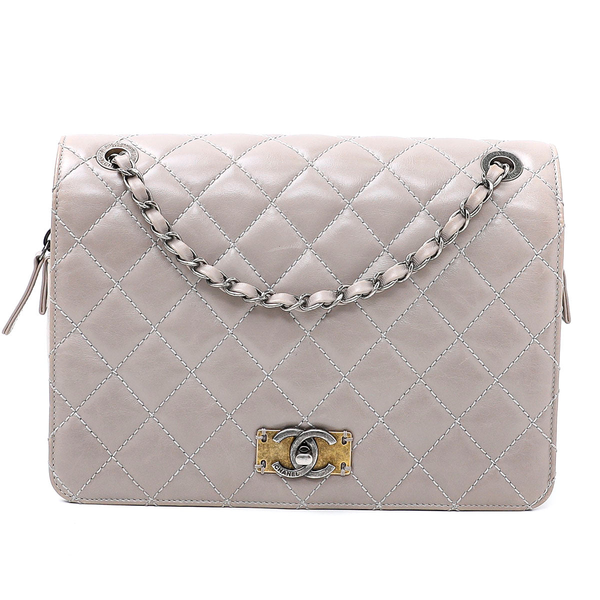 Chanel Grey Day Trip Flap Bag Medium