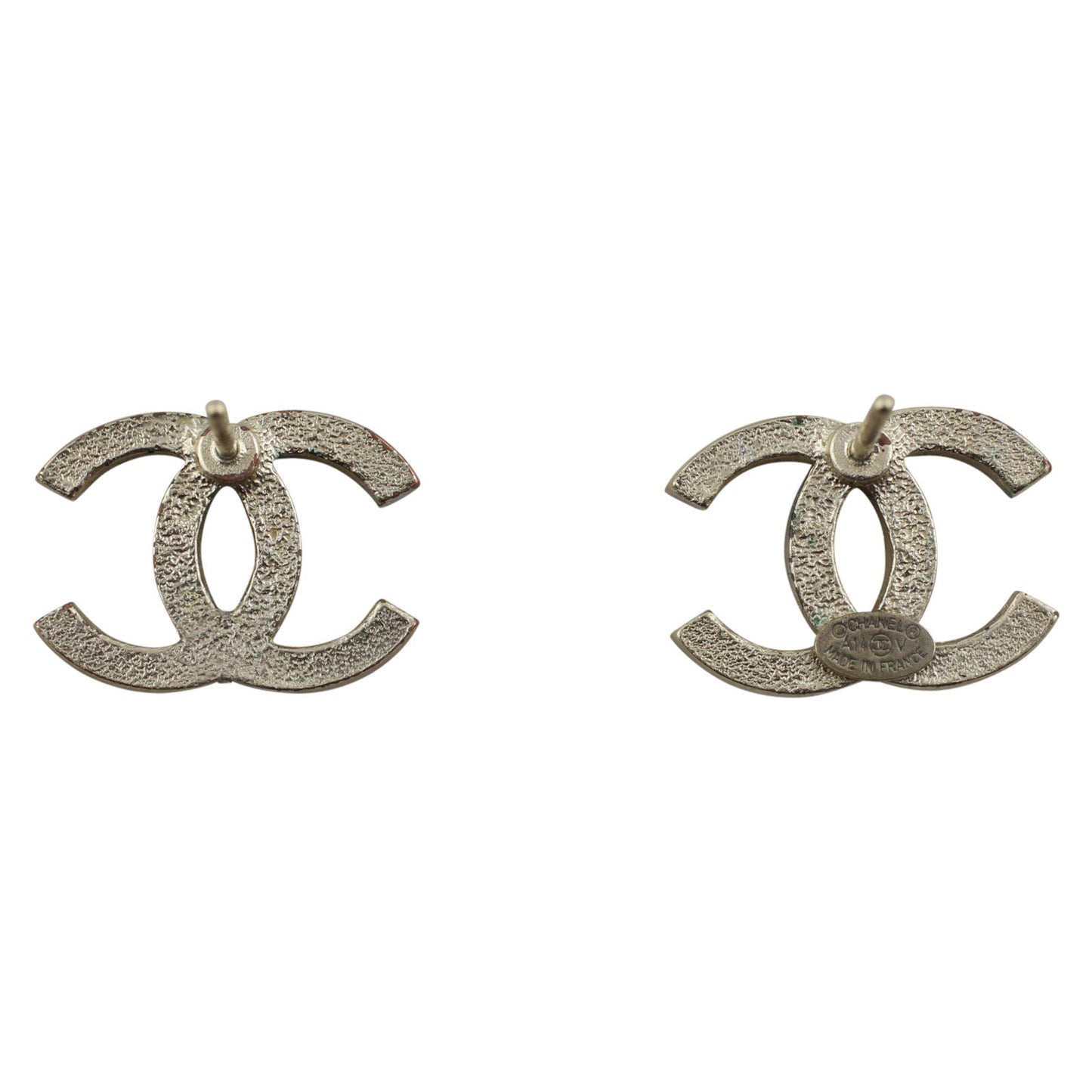 Chanel Crystal CC Stud Earrings | Silver