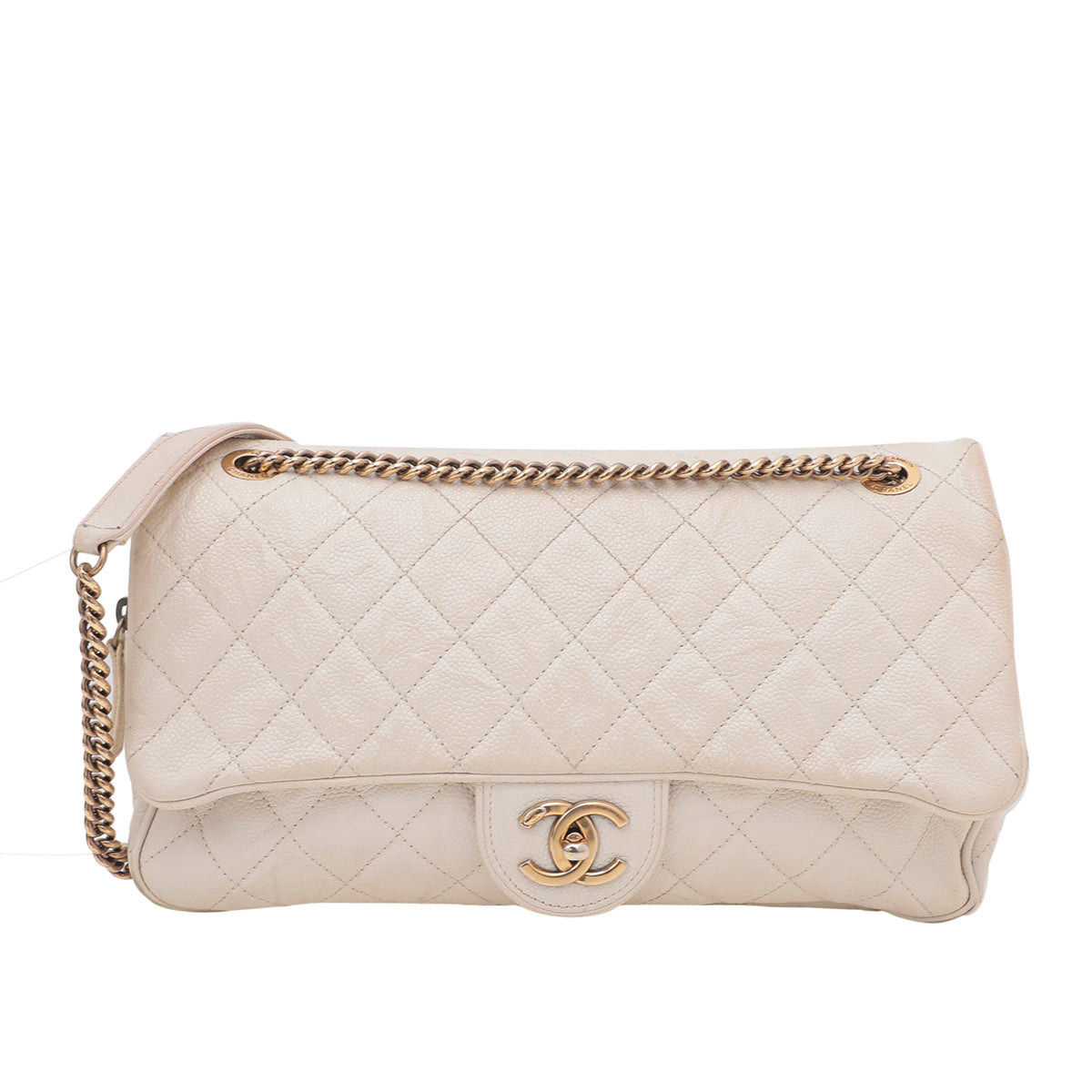 Chanel Off White Easy Aged Flap Bag