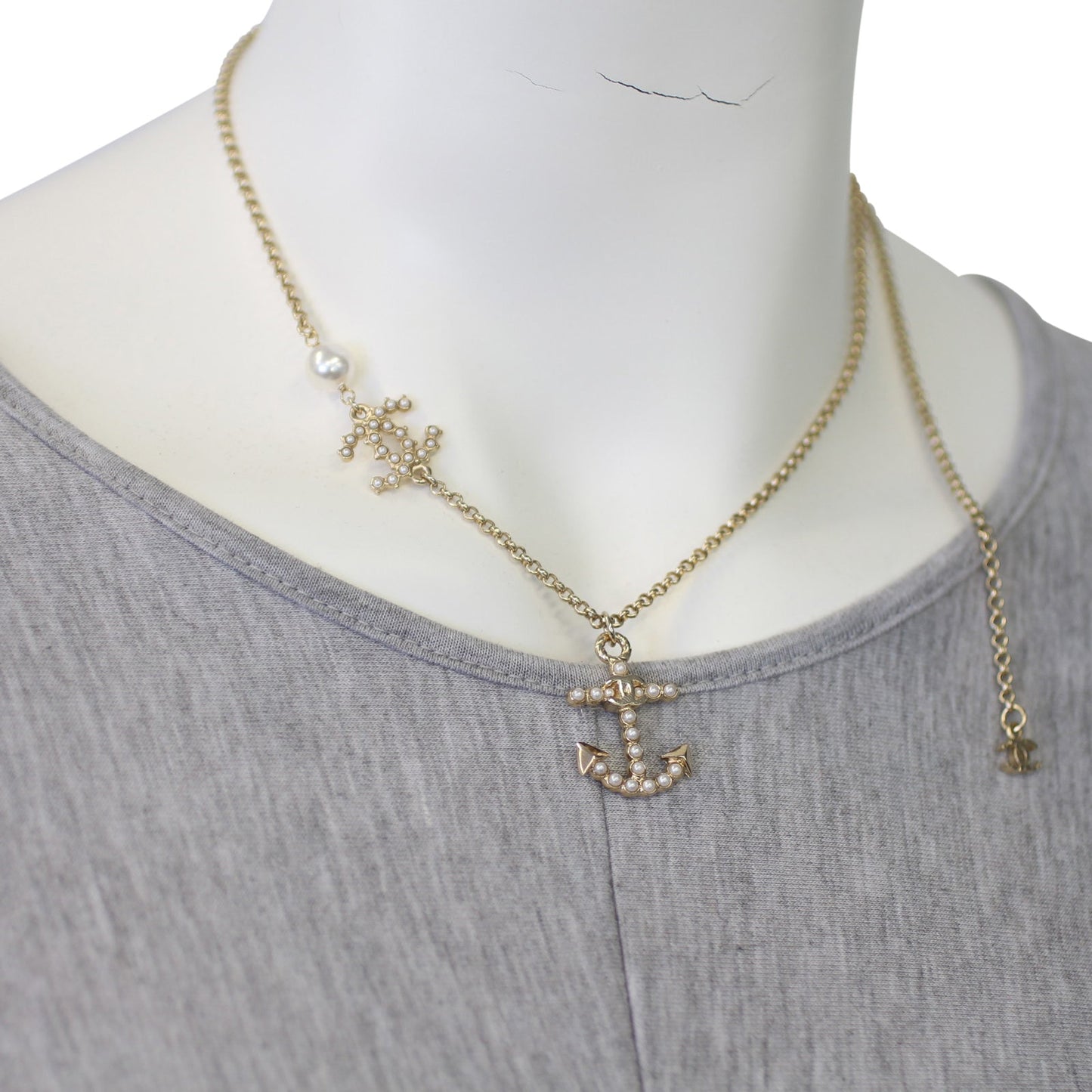 Chanel Faux Pearl Anchor Necklace