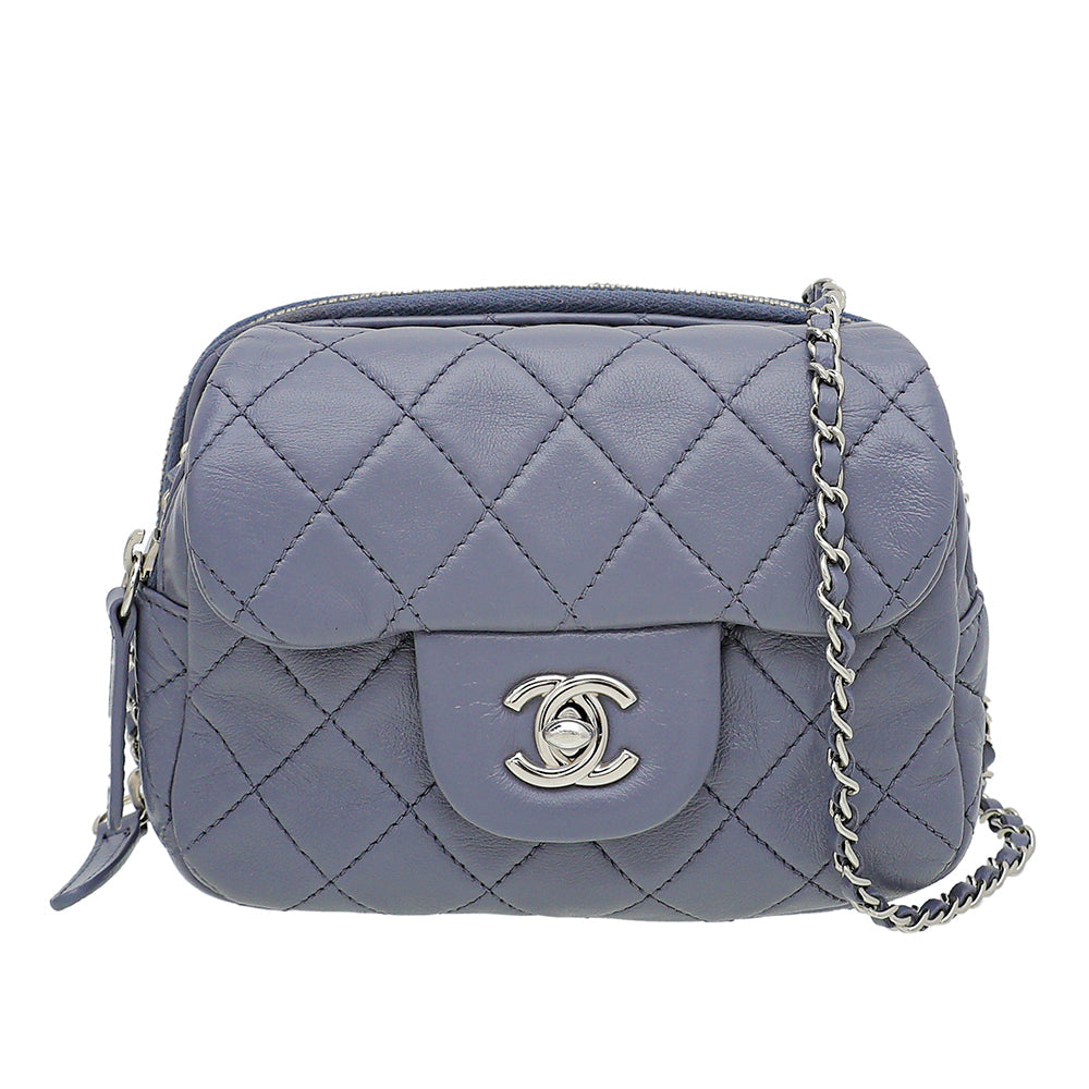 Chanel Grayish Blue Flap Zippy Back Bag
