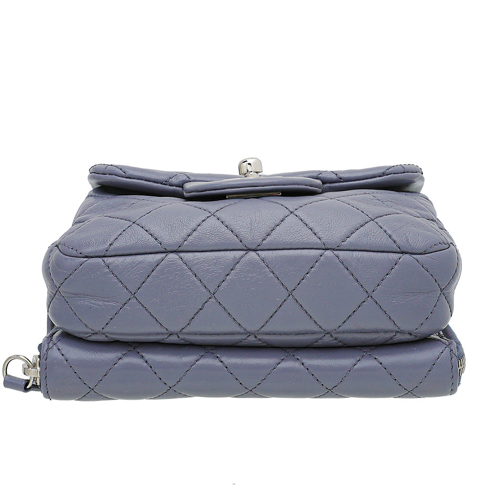 Chanel Grayish Blue Flap Zippy Back Bag