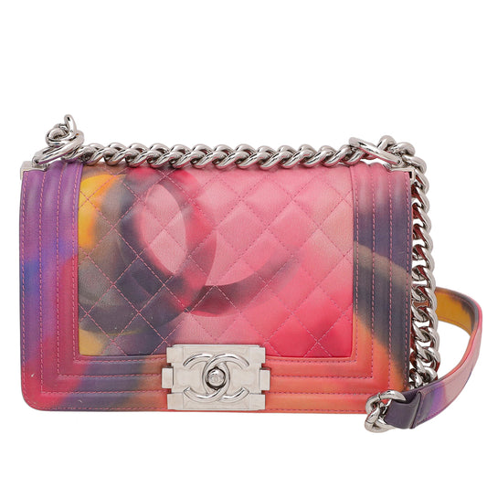 Chanel Pink Multicolor Flower Power Boy Bag