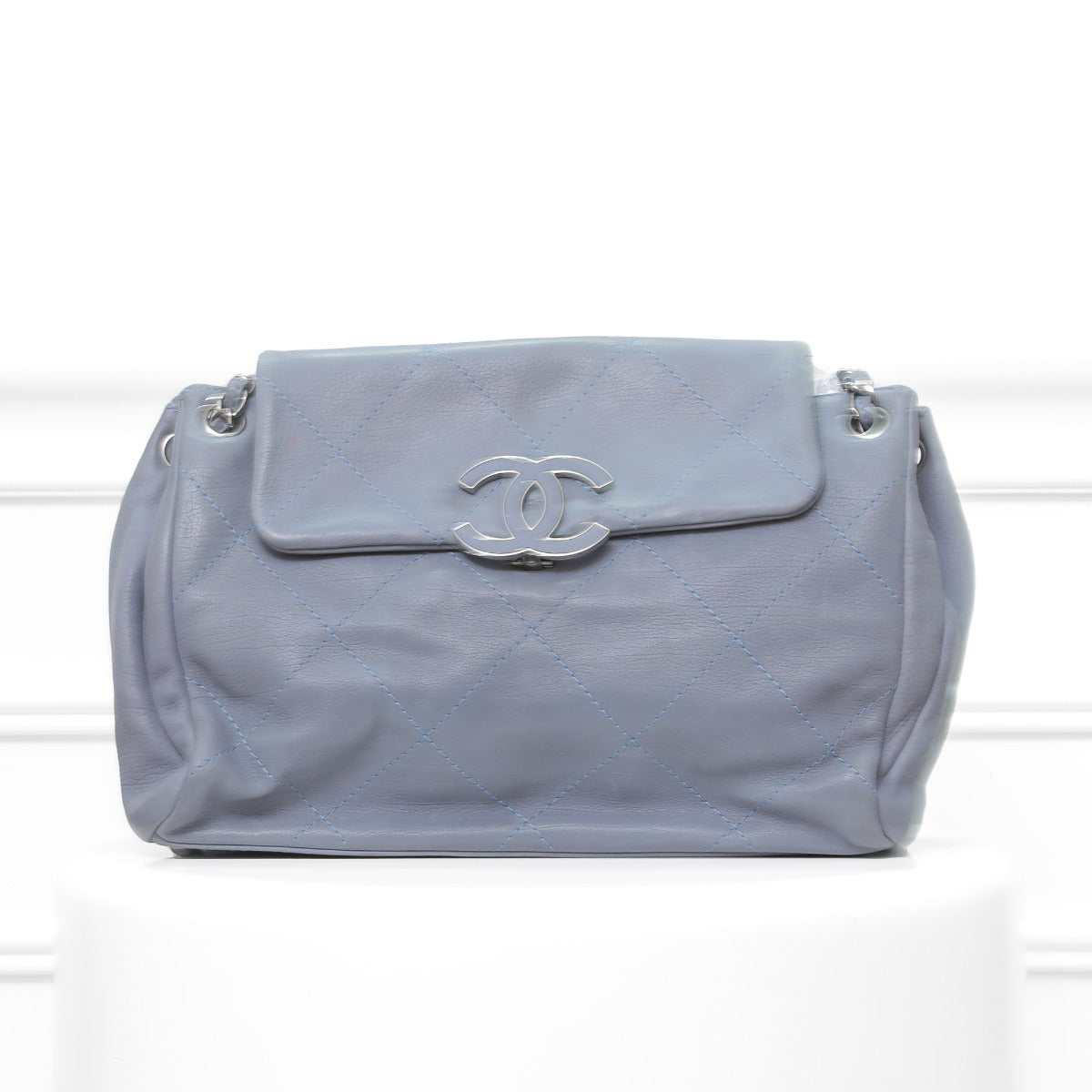 Chanel Teal Gray Hampton Accordion Shoulder Bag