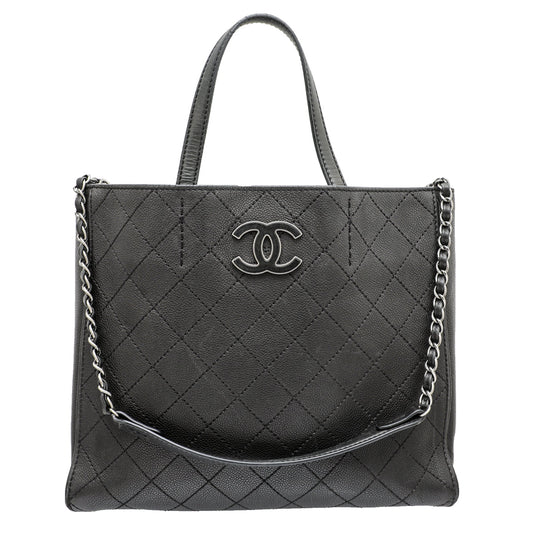 Chanel Black Hampton Convertible Tote Bag