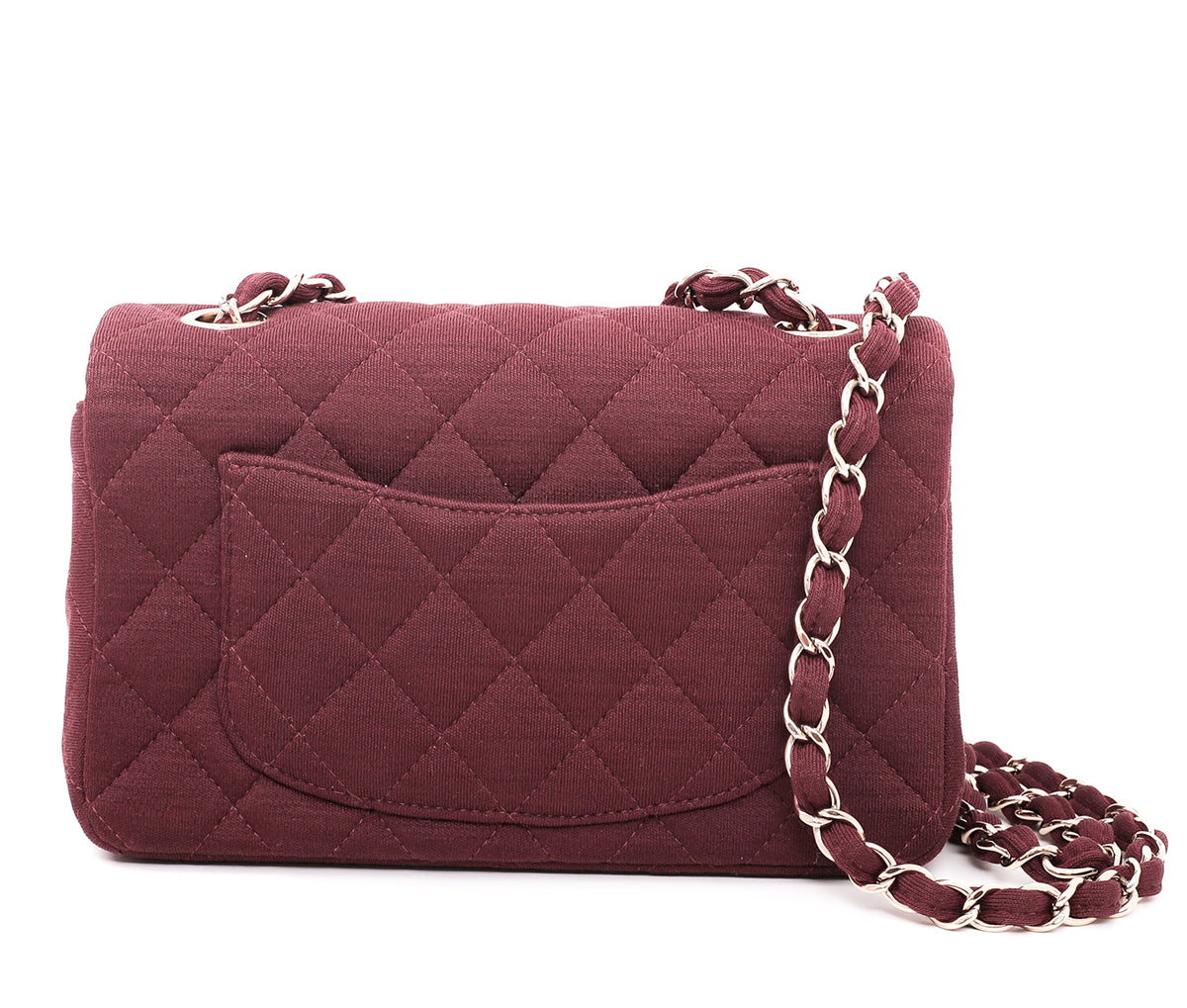 Chanel Maroon Jersey Classic Flap Bag