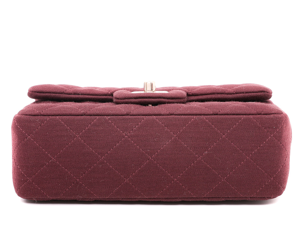 Chanel Maroon Jersey Classic Flap Bag