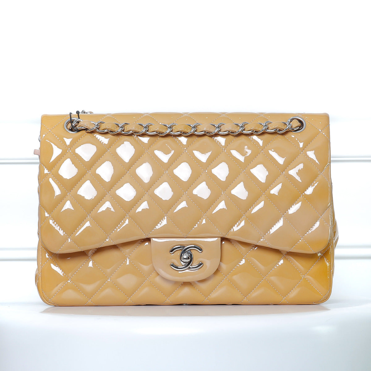 Chanel Classic Caramel Patent Double Flap Jumbo